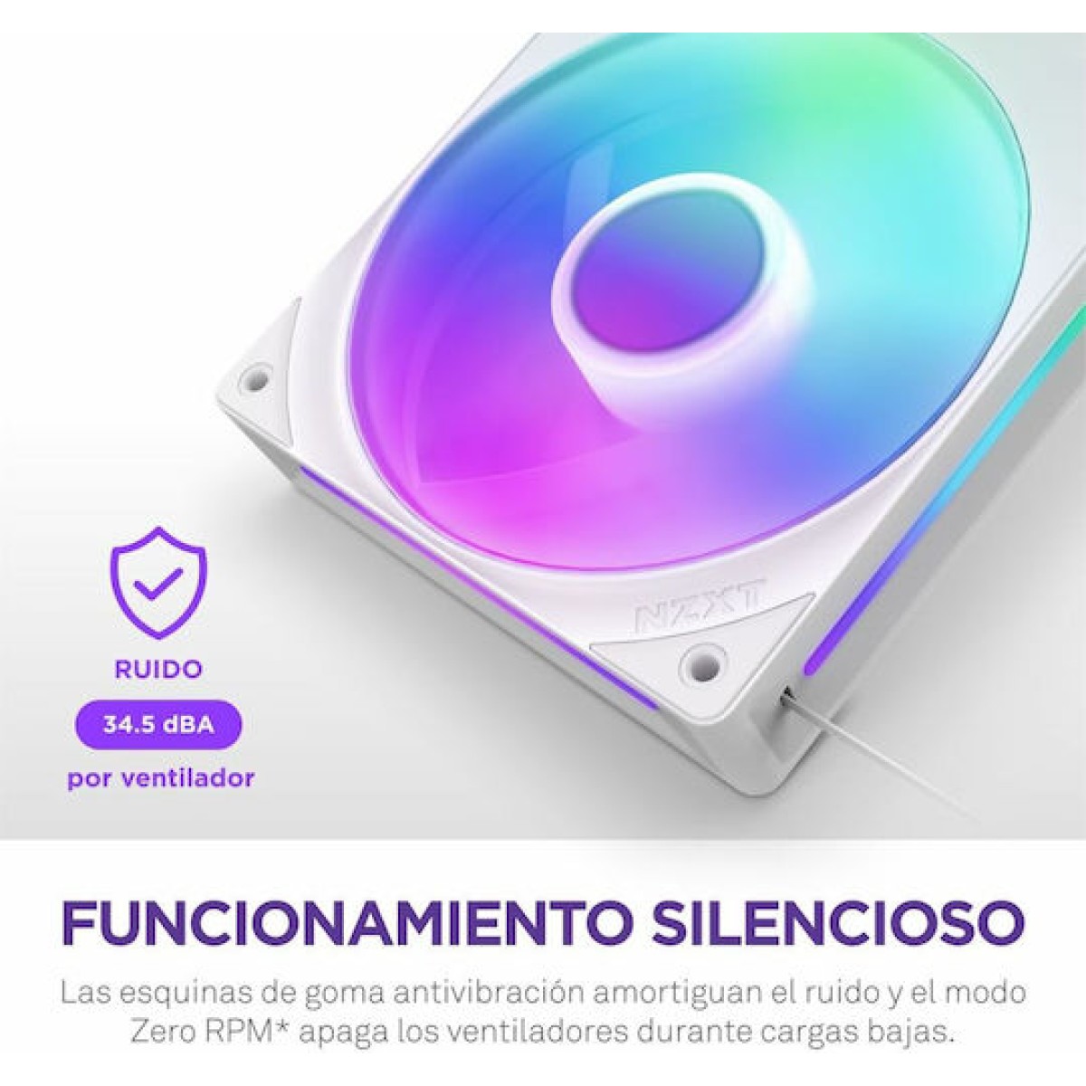 NZXT F280 RGB Core Case Fan με Σύνδεση 4-Pin PWM / 4-pin NZXT RGB Λευκό