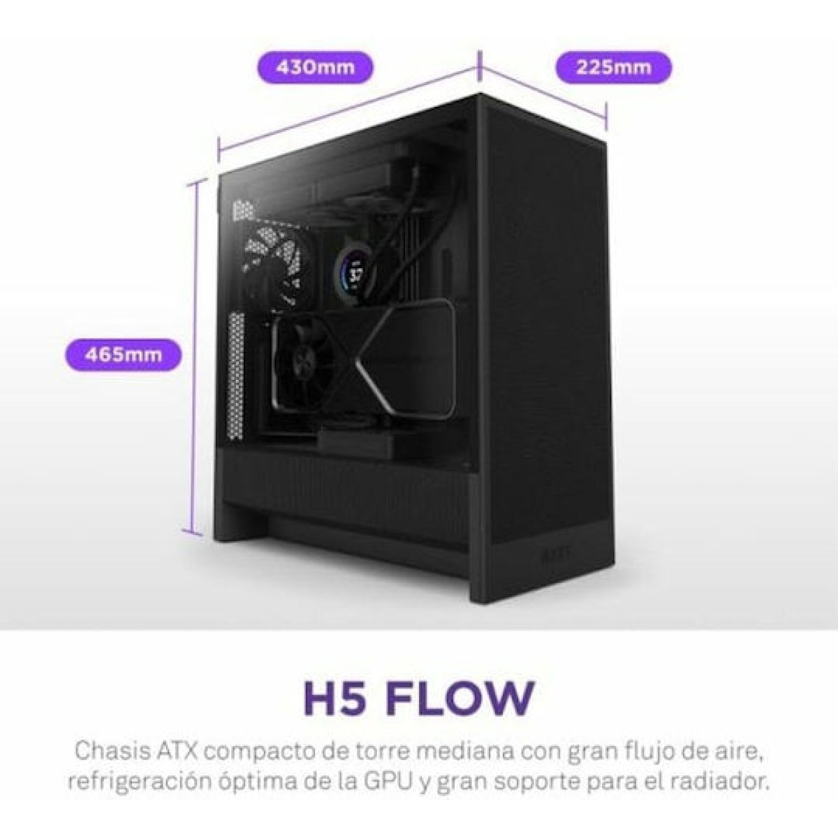 NZXT H5 Flow Midi Tower Κουτί Υπολογιστή με Πλαϊνό Παράθυρο Μαύρο
