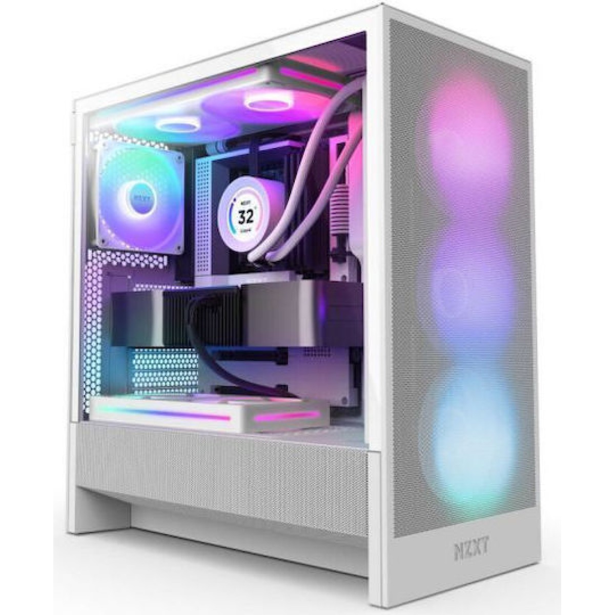 NZXT H5 Flow RGB Midi Tower Κουτί Υπολογιστή Λευκό