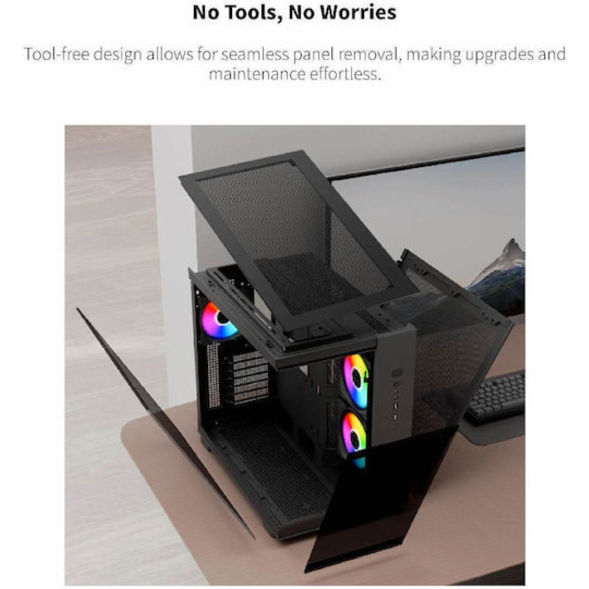 Montech King 65 Pro Gaming Midi Tower Κουτί Υπολογιστή με Πλαϊνό Παράθυρο και RGB Φωτισμό Μαύρο