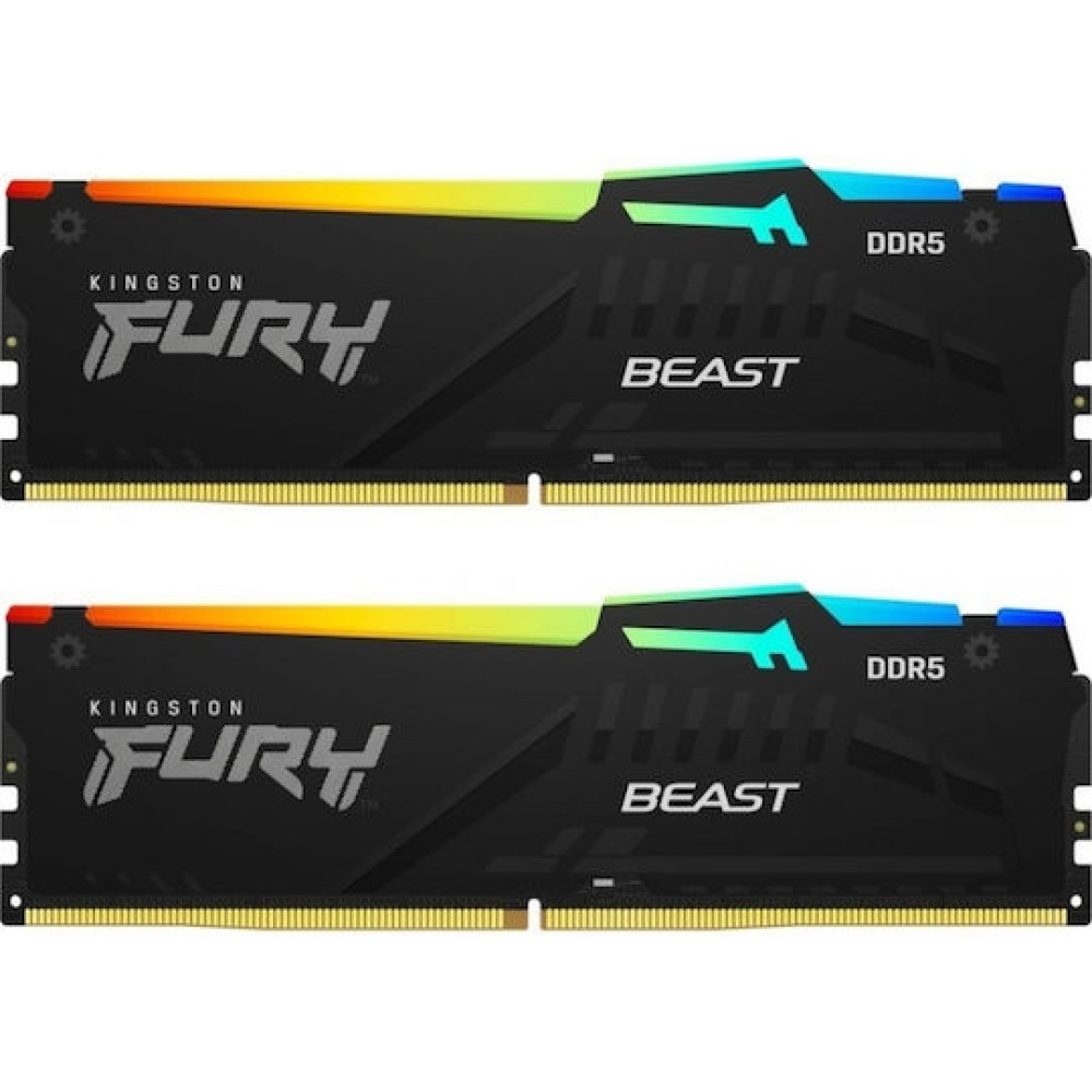 Kingston Fury Beast RGB DDR5 32GB RAM με 2x16GB Modules και Ταχύτητα 6000 για Desktop