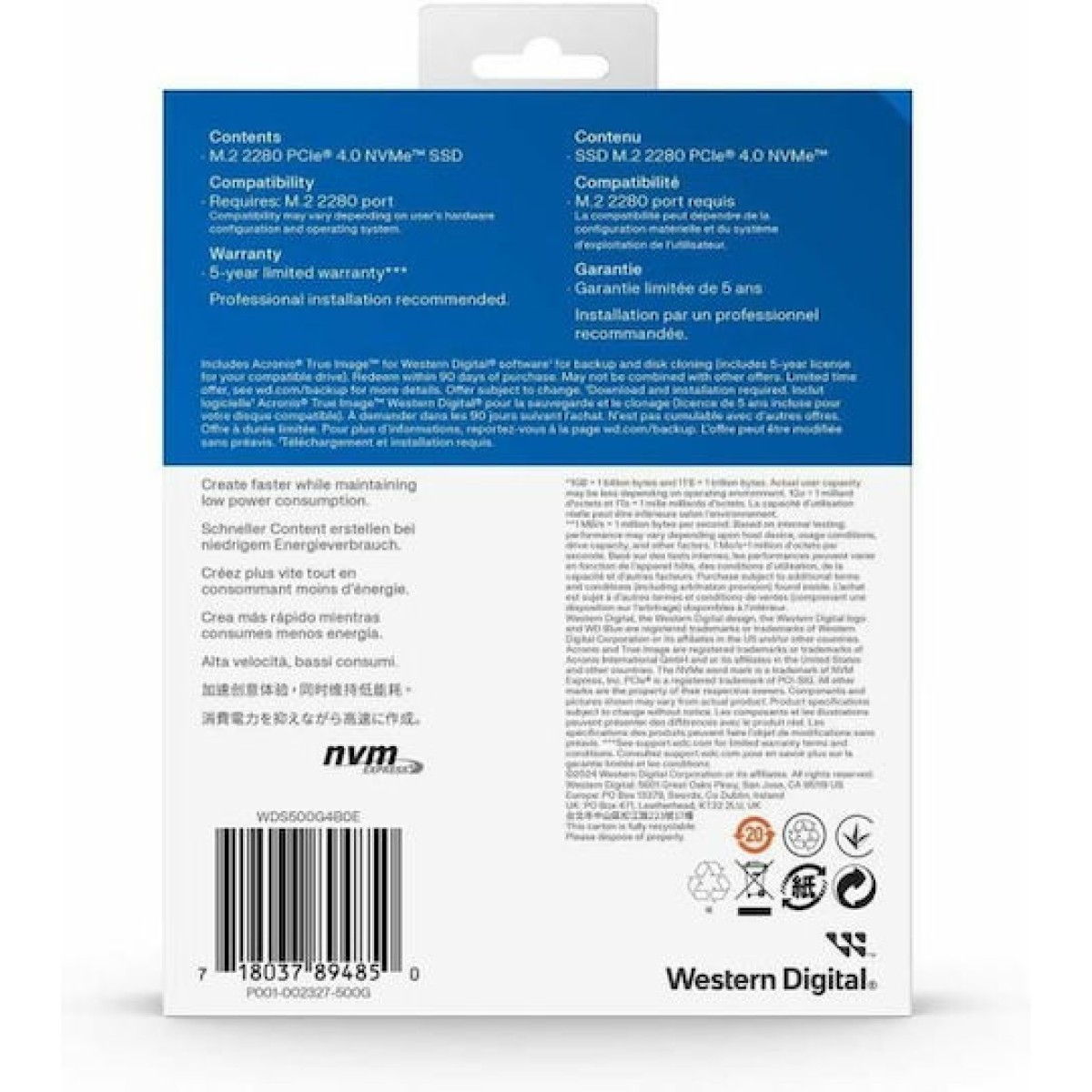 Western Digital SN5000 SSD 500GB M.2 NVMe PCI Express 4.0