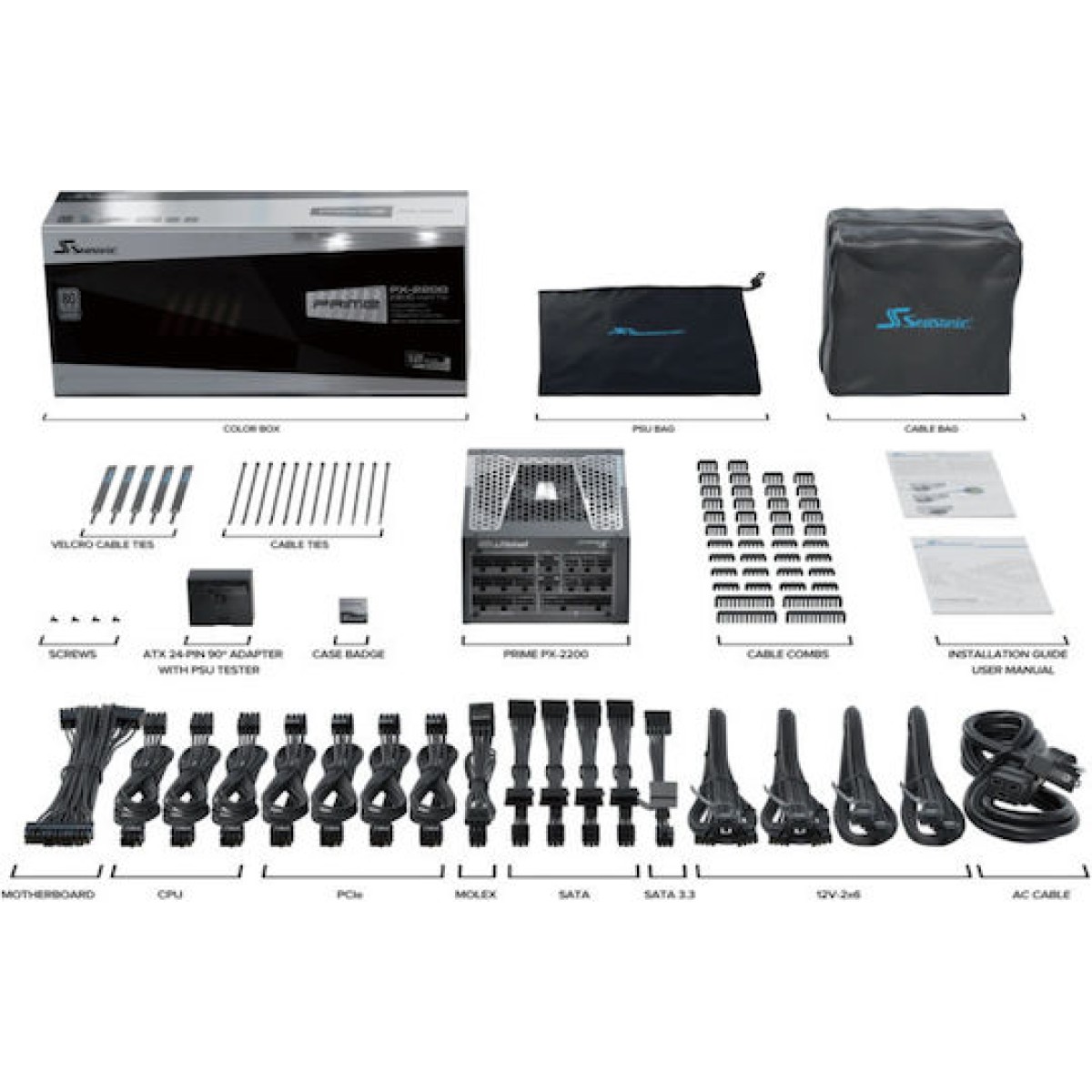 Seasonic PRIME PX ATX3.1 2024 2200W Μαύρο Τροφοδοτικό Υπολογιστή Full Modular 80 Plus Platinum