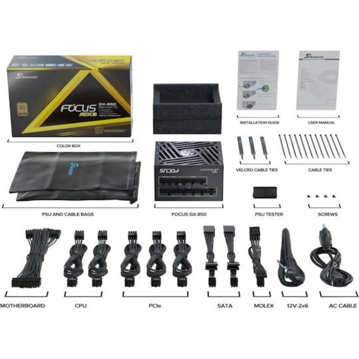 Seasonic Focus GX ATX3.1 2024 850W Μαύρο Τροφοδοτικό Υπολογιστή Full Modular 80 Plus Gold