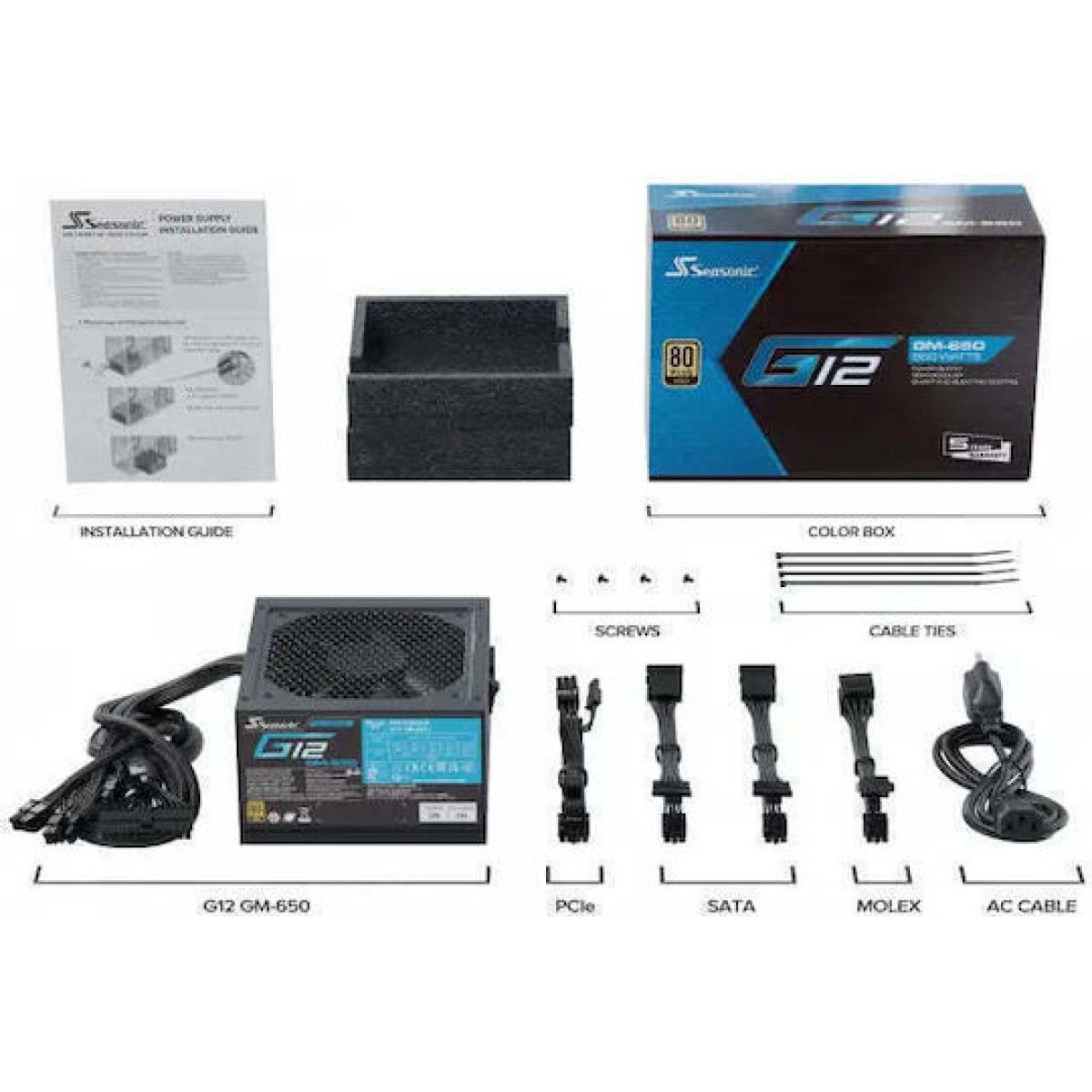 Seasonic G12 GM 650W Μαύρο Τροφοδοτικό Υπολογιστή Semi Modular 80 Plus Gold