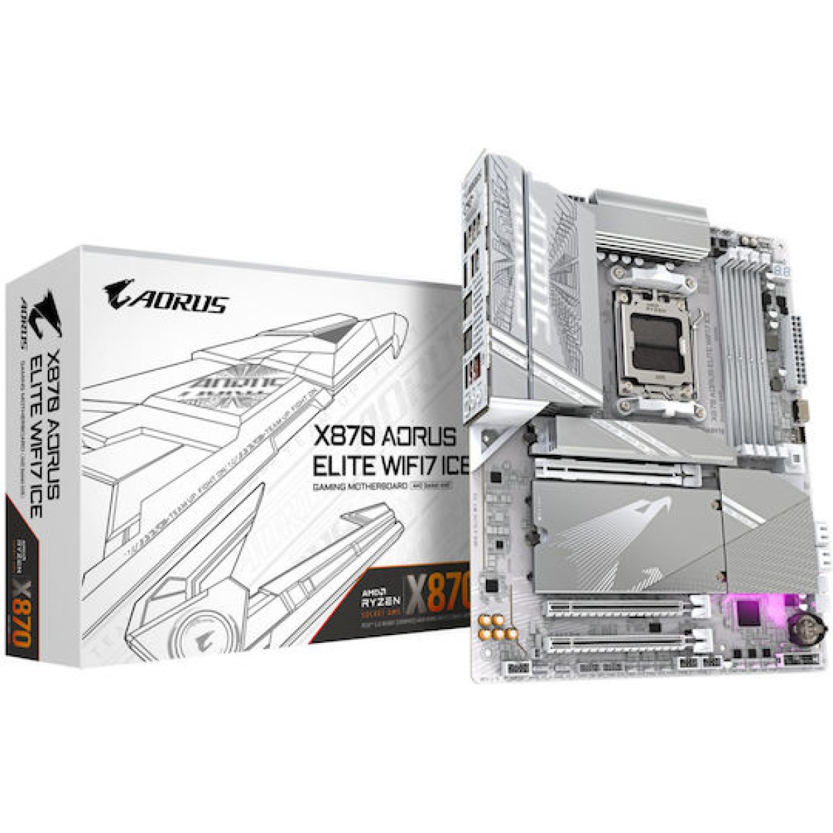 Gigabyte X870 Aorus Elite WIFI7 ICE Motherboard ATX με AMD AM5 Socket
