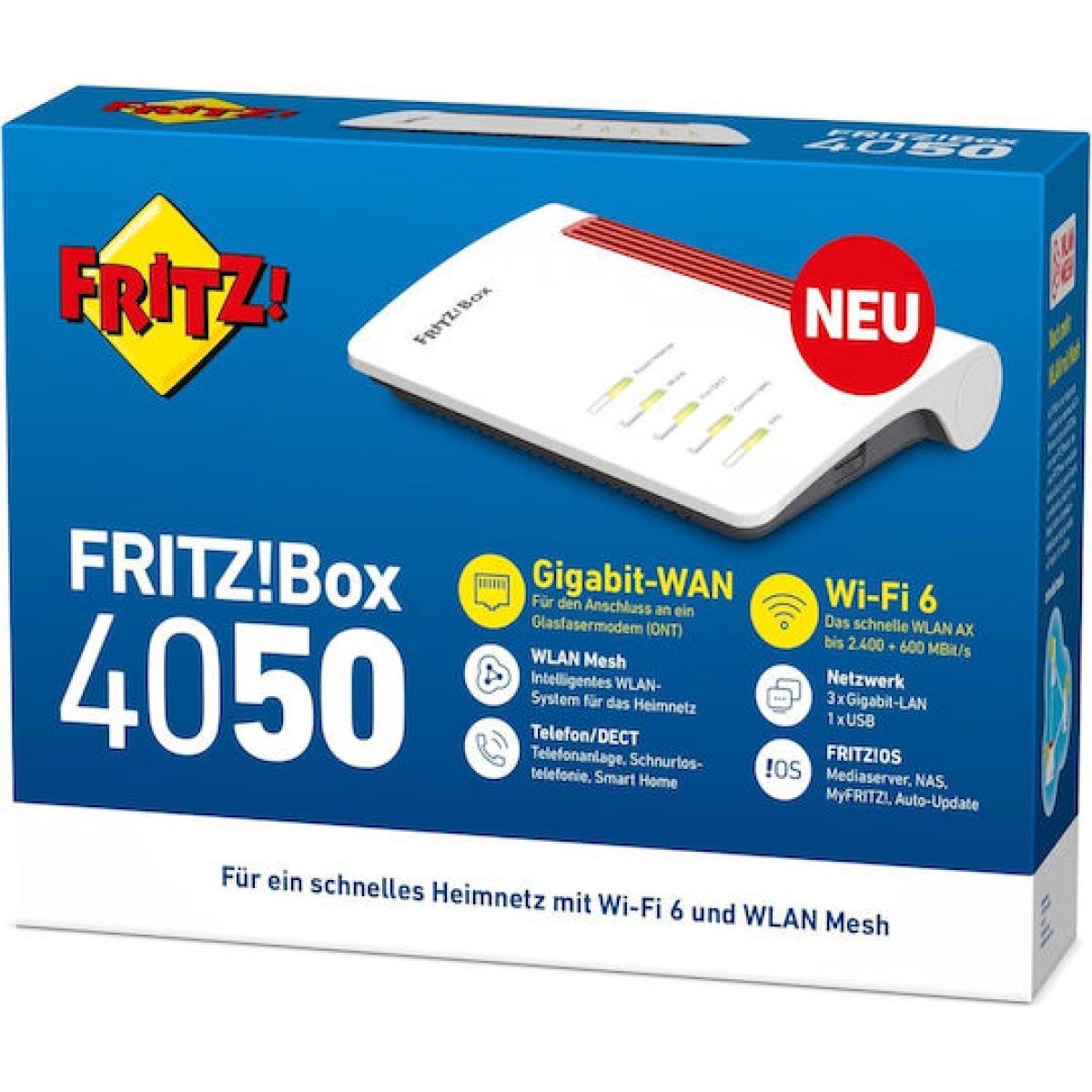 AVM FRITZ!Box 4050 Ασύρματο Router Wi‑Fi 6 με 3 Θύρες Gigabit Ethernet