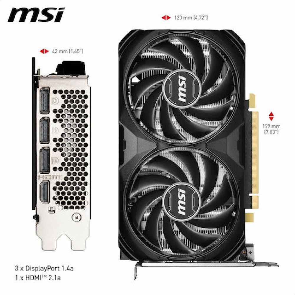 MSI GeForce RTX 4060 Ti 8GB GDDR6 VENTUS 2X BLACK E1 OC Κάρτα Γραφικών