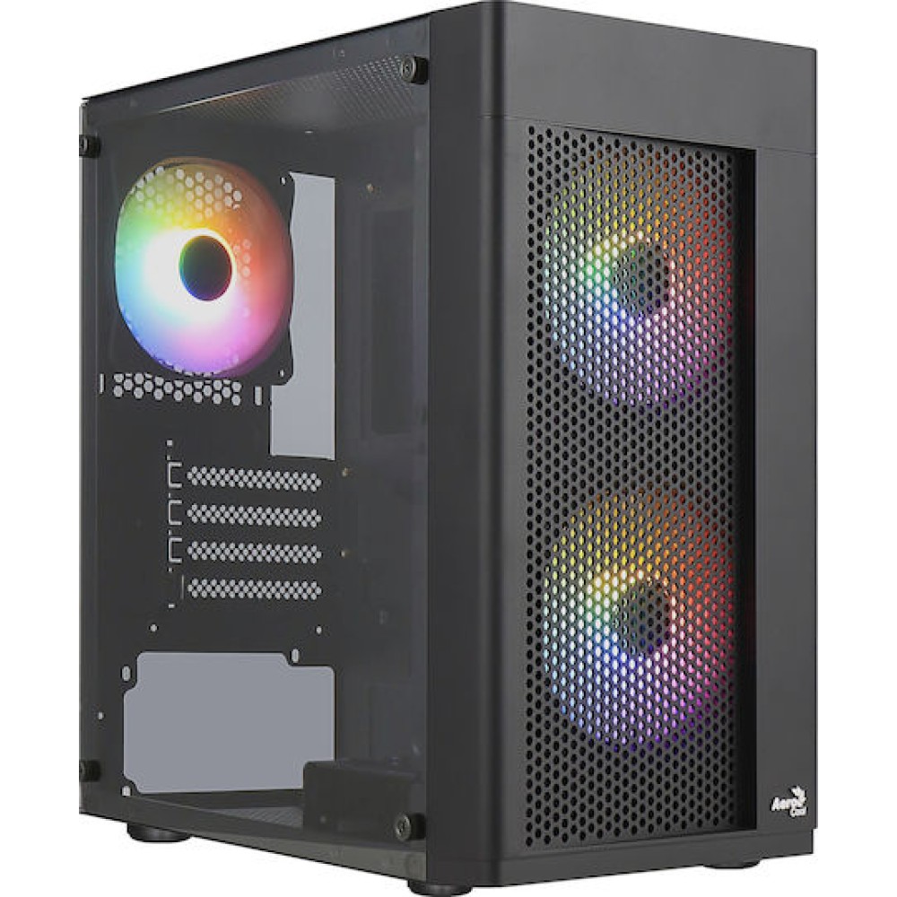 Aerocool Hexform Gaming Mini Tower Κουτί Υπολογιστή με Πλαϊνό Παράθυρο Μαύρο