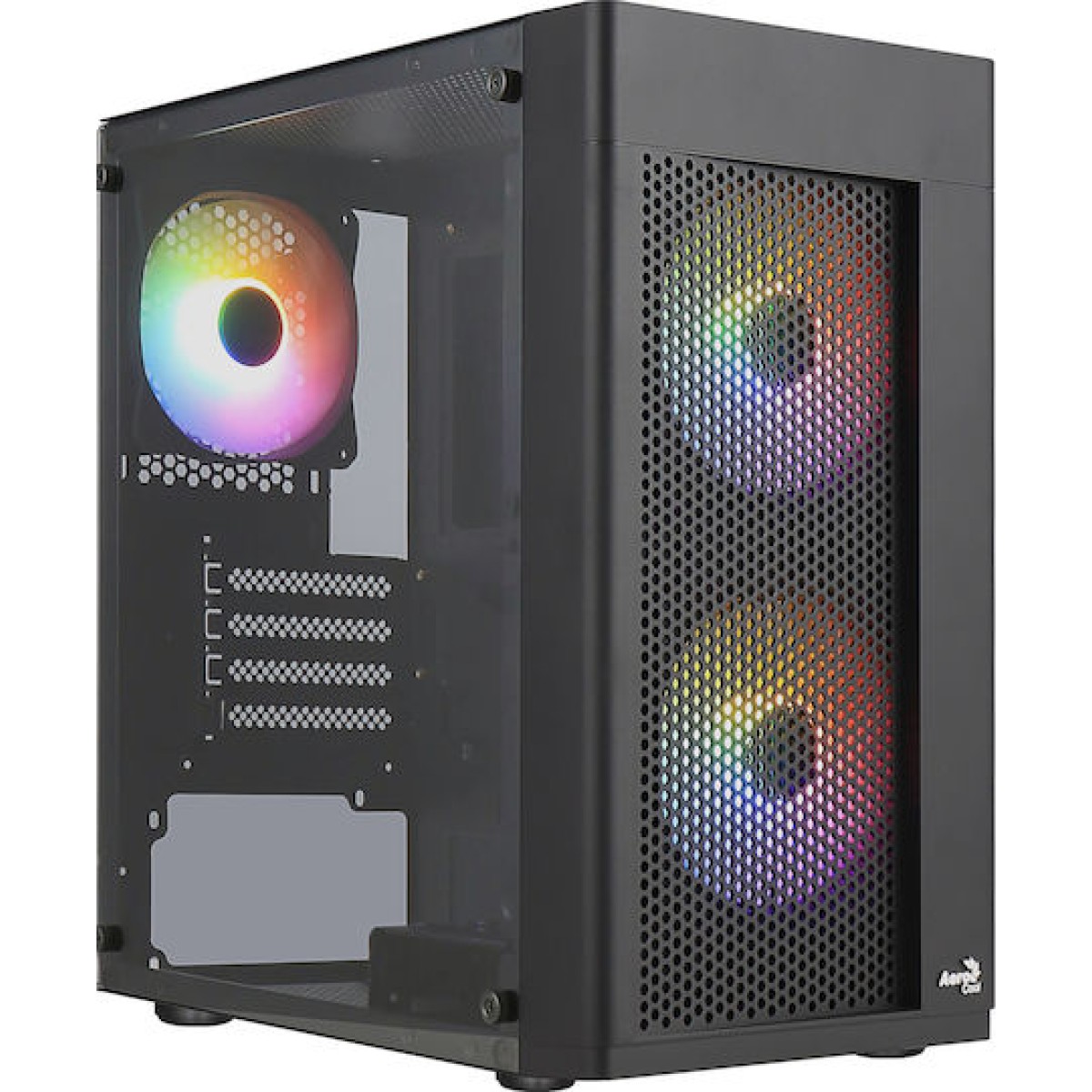 Aerocool Hexform Gaming Mini Tower Κουτί Υπολογιστή με Πλαϊνό Παράθυρο Μαύρο