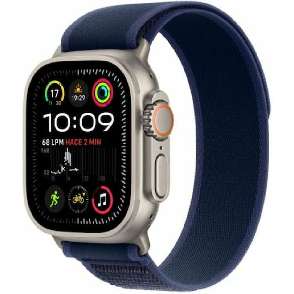Apple Watch Ultra 2 2024 Titanium 49mm Αδιάβροχο με eSIM και Παλμογράφο (Natural με Blue Trail Loop (M/L))