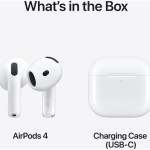 Apple AirPods 4 Earbud Bluetooth Handsfree Ακουστικά με Αντοχή στον Ιδρώτα και Θήκη Φόρτισης Λευκά