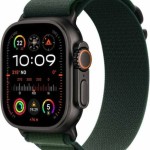 Apple Watch Ultra 2 2024 Titanium 49mm Αδιάβροχο με eSIM και Παλμογράφο (Black με Green Alpine Loop - Small)