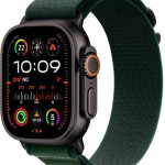 Apple Watch Ultra 2 2024 Titanium 49mm Αδιάβροχο με eSIM και Παλμογράφο (Black με Dark Green Alpine Loop - Medium)