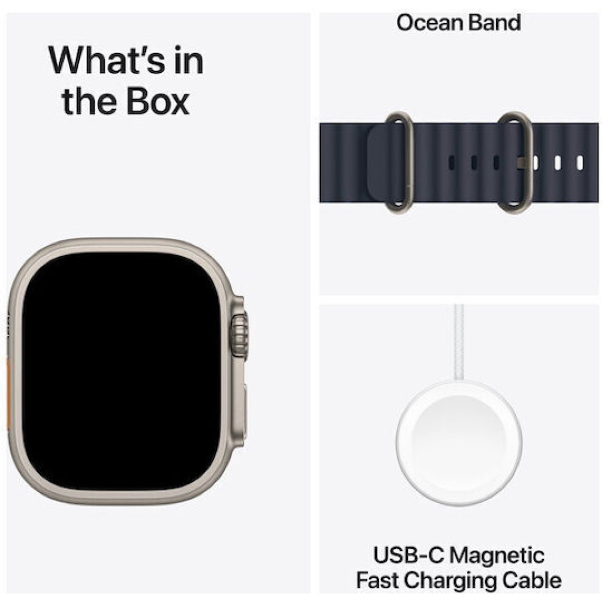 Apple Watch Ultra 2 2024 Titanium 49mm Αδιάβροχο με eSIM και Παλμογράφο (Natural με Navy Ocean Band)