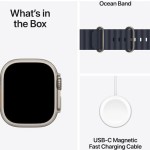 Apple Watch Ultra 2 2024 Titanium 49mm Αδιάβροχο με eSIM και Παλμογράφο (Natural με Navy Ocean Band)