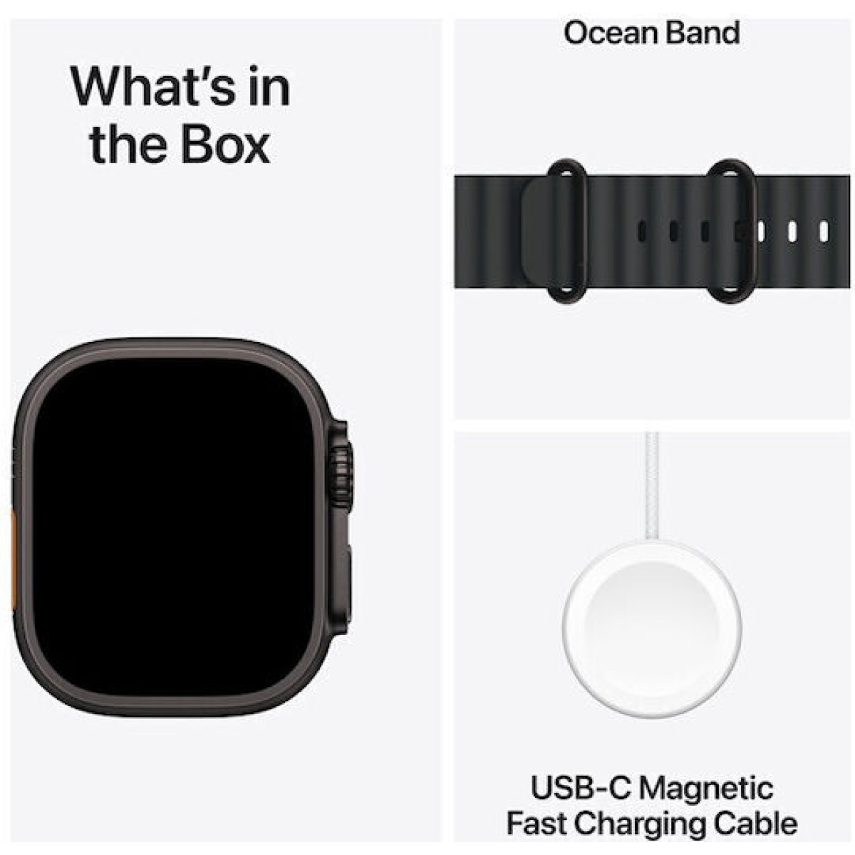 Apple Watch Ultra 2 2024 Titanium 49mm Αδιάβροχο με eSIM και Παλμογράφο (Black με Black Ocean Band)