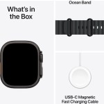 Apple Watch Ultra 2 2024 Titanium 49mm Αδιάβροχο με eSIM και Παλμογράφο (Black με Black Ocean Band)