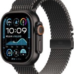 Apple Watch Ultra 2 2024 Titanium 49mm Αδιάβροχο με eSIM και Παλμογράφο (Black με Black Titanium Milanese Loop - Large)