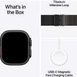 Apple Watch Ultra 2 2024 Titanium 49mm Αδιάβροχο με eSIM και Παλμογράφο (Black με Black Titanium Milanese Loop - Large)