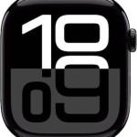 Apple Watch Series 10 Aluminium 42mm Αδιάβροχο με Παλμογράφο (Jet Black με Black Sport Band (S/M))