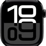 Apple Watch Series 10 Aluminium 42mm Αδιάβροχο με Παλμογράφο (Jet Black με Black Sport Band (M/L))
