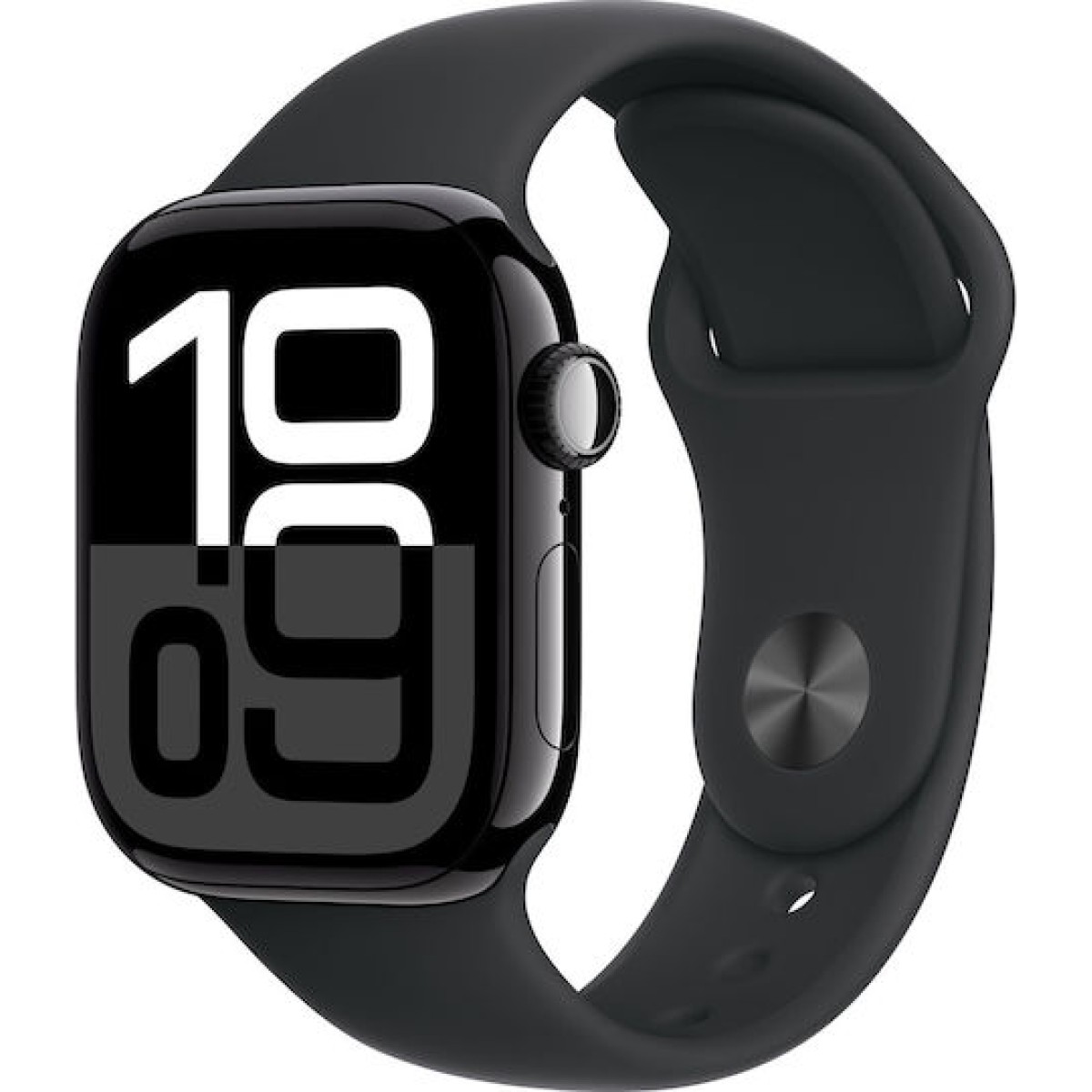Apple Watch Series 10 Aluminium 42mm Αδιάβροχο με Παλμογράφο (Jet Black με Black Sport Band (M/L))