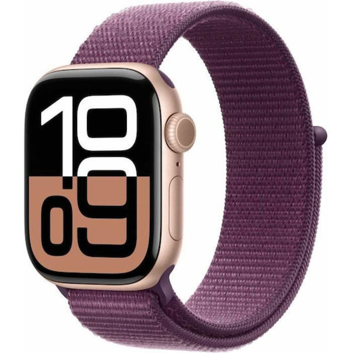 Apple Watch Series 10 Aluminium 42mm Αδιάβροχο με Παλμογράφο (Rose Gold με Plum Sport Loop)