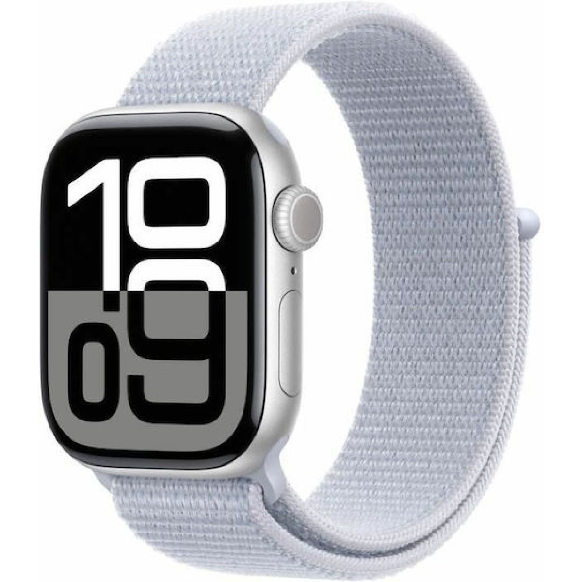 Apple Watch Series 10 Aluminium 42mm Αδιάβροχο με Παλμογράφο (Silver με Blue Cloud Sport Loop)