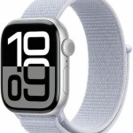 Apple Watch Series 10 Aluminium 42mm Αδιάβροχο με Παλμογράφο (Silver με Blue Cloud Sport Loop)