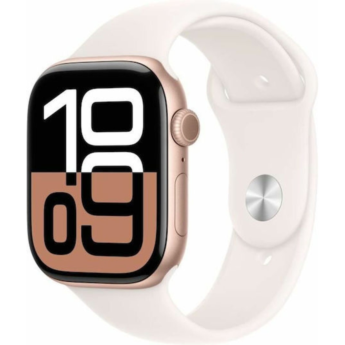 Apple Watch Series 10 Aluminium 46mm Αδιάβροχο με Παλμογράφο (Rose Gold με Light Blush Sport Band (S/M))