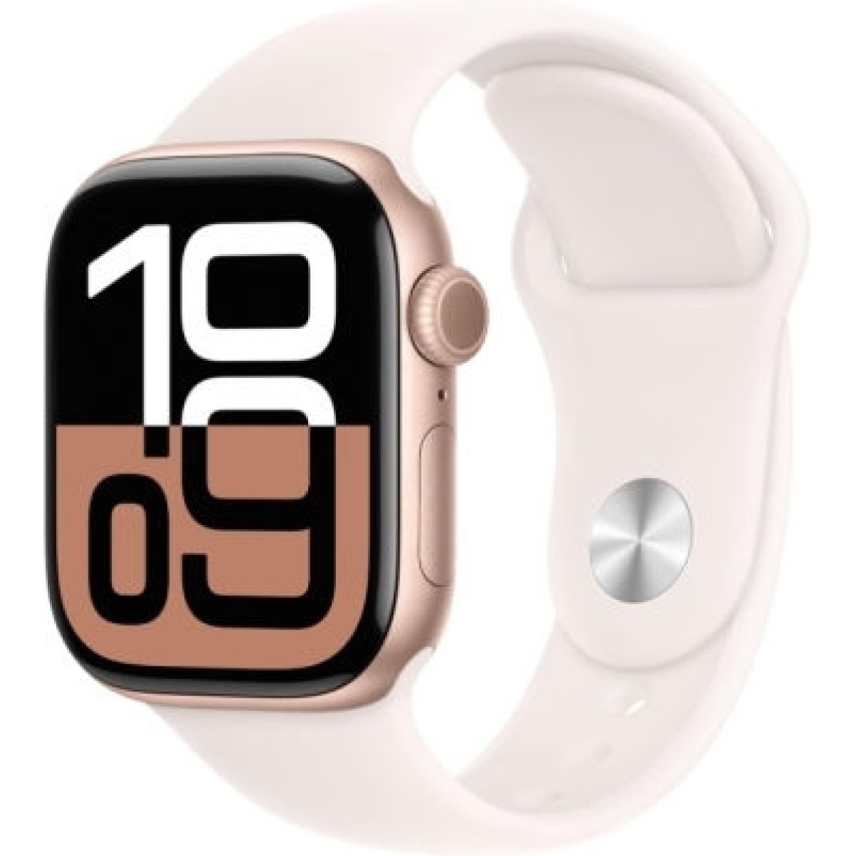 Apple Watch Series 10 Aluminium 46mm Αδιάβροχο με Παλμογράφο (Rose Gold με Light Blush Sport Band (S/M))