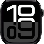 Apple Watch Series 10 Aluminium 46mm Αδιάβροχο με Παλμογράφο (Jet Black με Black Sport Band (S/M))