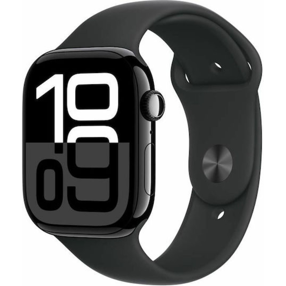Apple Watch Series 10 Aluminium 46mm Αδιάβροχο με Παλμογράφο (Jet Black με Black Sport Band (M/L))