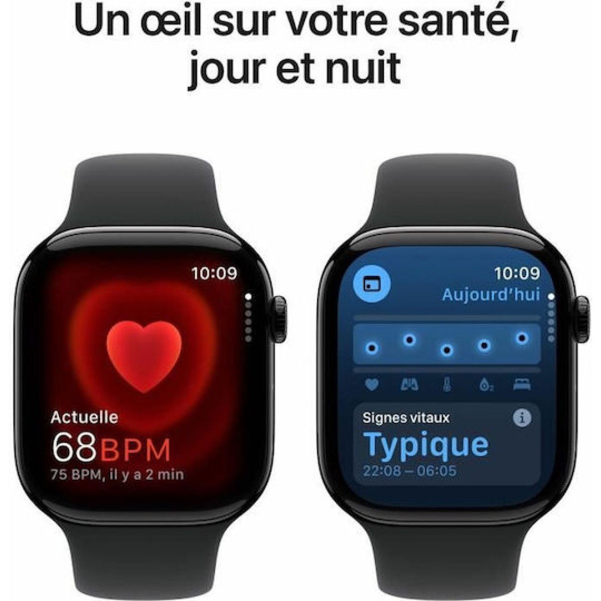 Apple Watch Series 10 Aluminium 46mm Αδιάβροχο με Παλμογράφο (Jet Black με Black Sport Band (M/L))