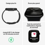 Apple Watch Series 10 Aluminium 46mm Αδιάβροχο με Παλμογράφο (Jet Black με Black Sport Band (M/L))