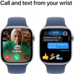 Apple Watch Series 10 Aluminium 46mm Αδιάβροχο με Παλμογράφο (Silver με Denim Sport Band (M/L))