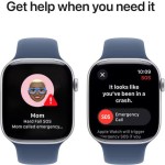 Apple Watch Series 10 Aluminium 46mm Αδιάβροχο με Παλμογράφο (Silver με Denim Sport Band (M/L))