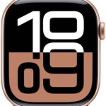 Apple Watch Series 10 Aluminium 46mm Αδιάβροχο με Παλμογράφο (Rose Gold με Plum Sport Loop)