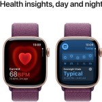 Apple Watch Series 10 Aluminium 46mm Αδιάβροχο με Παλμογράφο (Rose Gold με Plum Sport Loop)