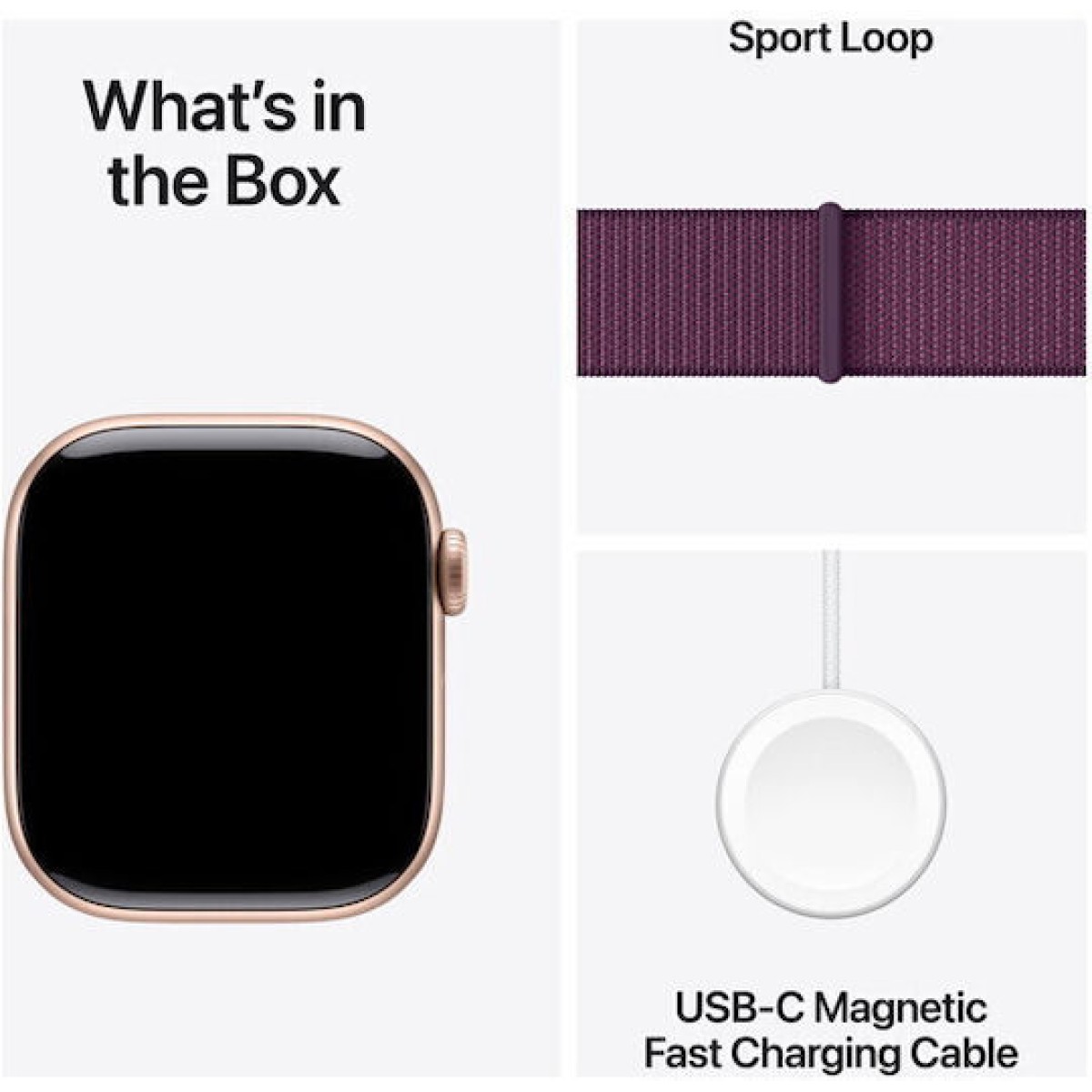 Apple Watch Series 10 Aluminium 46mm Αδιάβροχο με Παλμογράφο (Rose Gold με Plum Sport Loop)