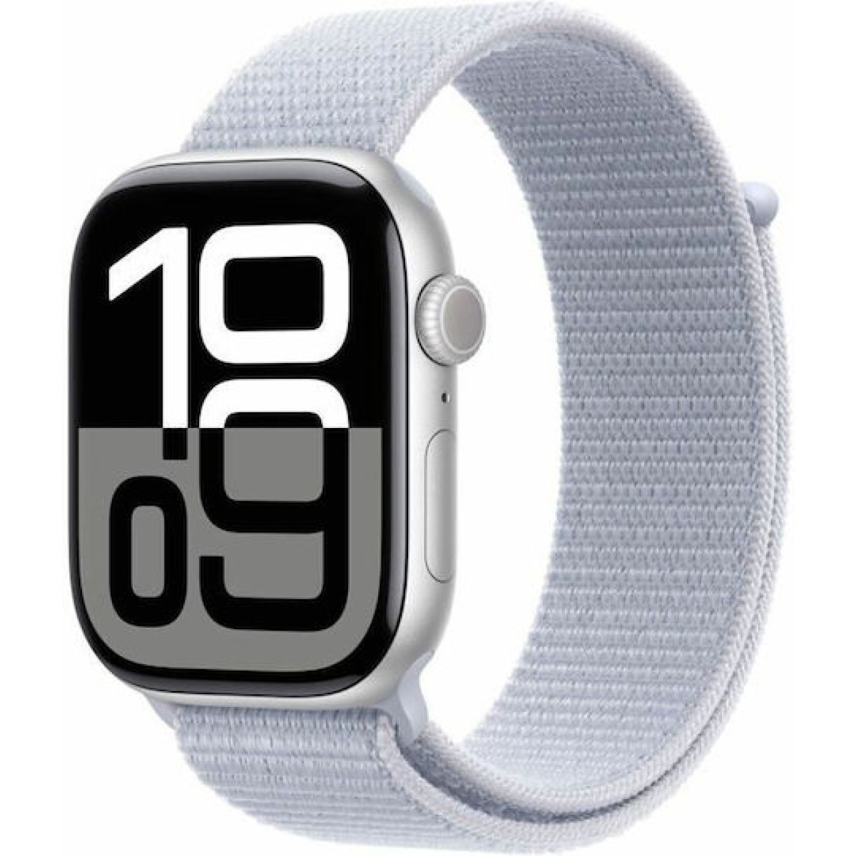Apple Watch Series 10 Aluminium 46mm Αδιάβροχο με Παλμογράφο (Silver με Blue Cloud Sport Loop)