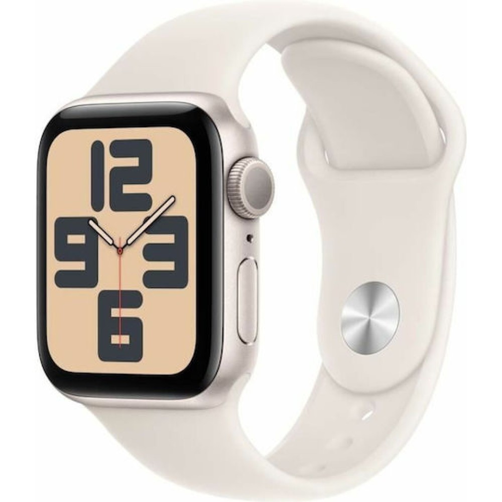 Apple Watch SE 2024 Aluminium 40mm Αδιάβροχο με Παλμογράφο (Starlight με Starlight Sport Band (M/L))