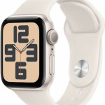 Apple Watch SE 2024 Aluminium 40mm Αδιάβροχο με Παλμογράφο (Starlight με Starlight Sport Band (M/L))