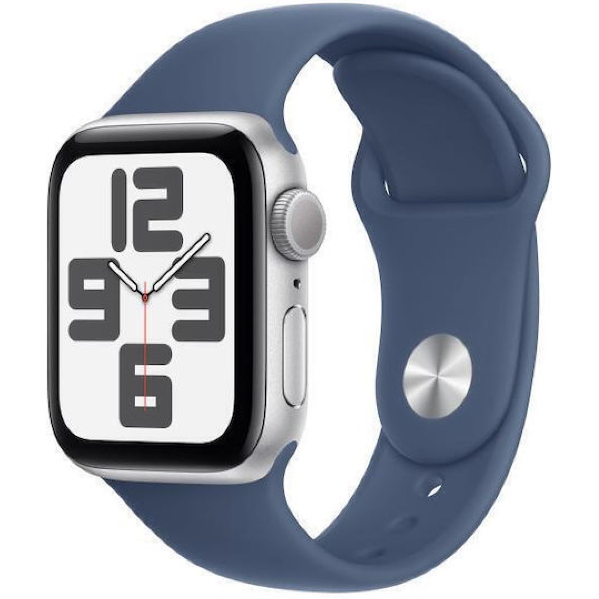 Apple Watch SE 2024 Aluminium 40mm Αδιάβροχο με Παλμογράφο (Silver με Denim Sport Band (S/M))