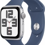 Apple Watch SE 2024 Aluminium 40mm Αδιάβροχο με Παλμογράφο (Silver με Denim Sport Band (M/L))