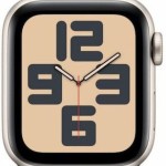 Apple Watch SE 2024 Aluminium 40mm Αδιάβροχο με Παλμογράφο (Starlight με Lake Green Sport Loop)