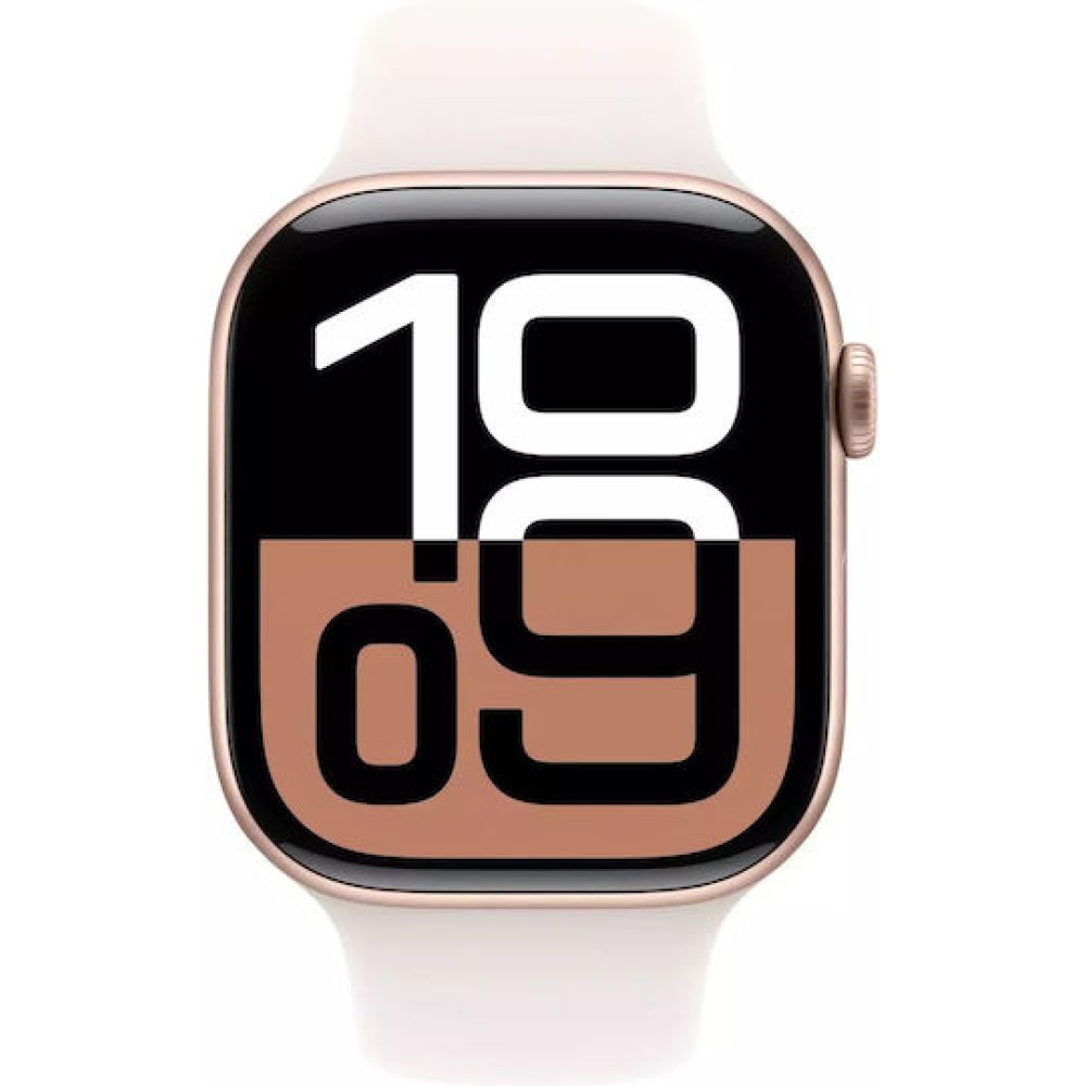 Apple Watch Series 10 Cellular Aluminium 42mm Αδιάβροχο με eSIM και Παλμογράφο (Rose Gold με Light Blush Sport Band (S/M))