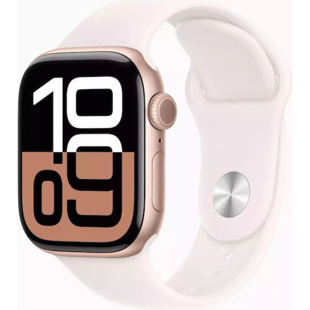 Apple Watch Series 10 Cellular Aluminium 42mm Αδιάβροχο με eSIM και Παλμογράφο (Rose Gold με Light Blush Sport Band (M/L))