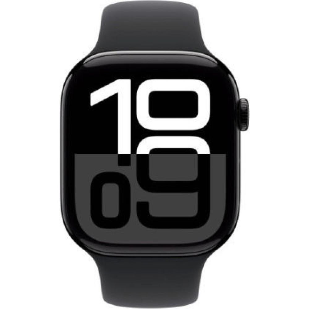 Apple Watch Series 10 Cellular Aluminium 42mm Αδιάβροχο με eSIM και Παλμογράφο (Jet Black Aluminium Case with Sport Band S/M)